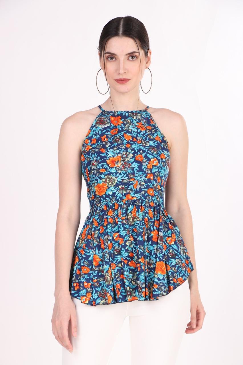 Sky Blue Printed Top