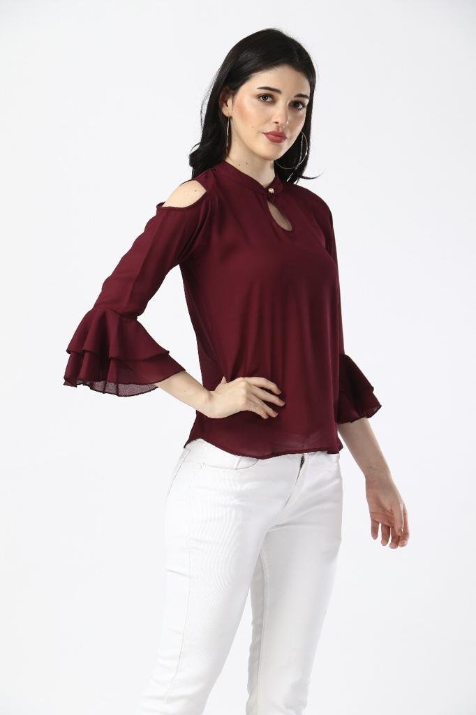 Maroon Grace Solid Women’s Top